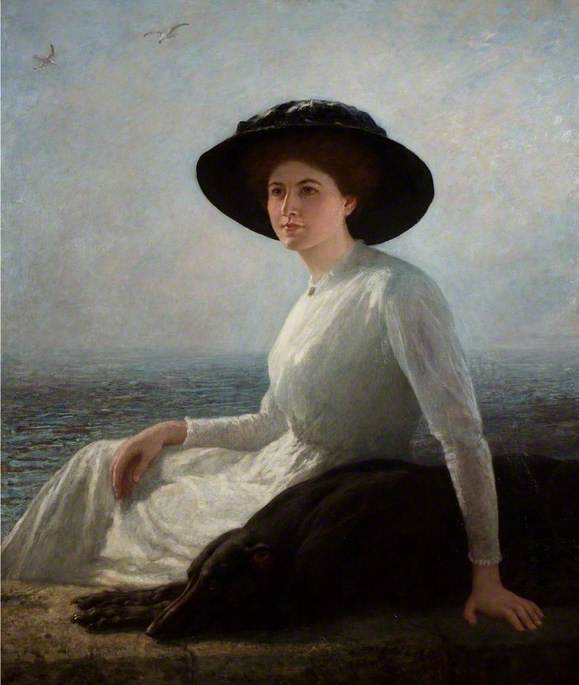 Une étude en noir et blanc, Mme Henrietta Riviere (belle-fille de l'artiste) - Briton Rivière