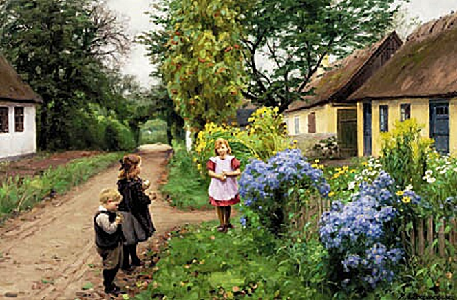 Enfants au Kirkestien. Jyllinge. - H. A. Brendekilde