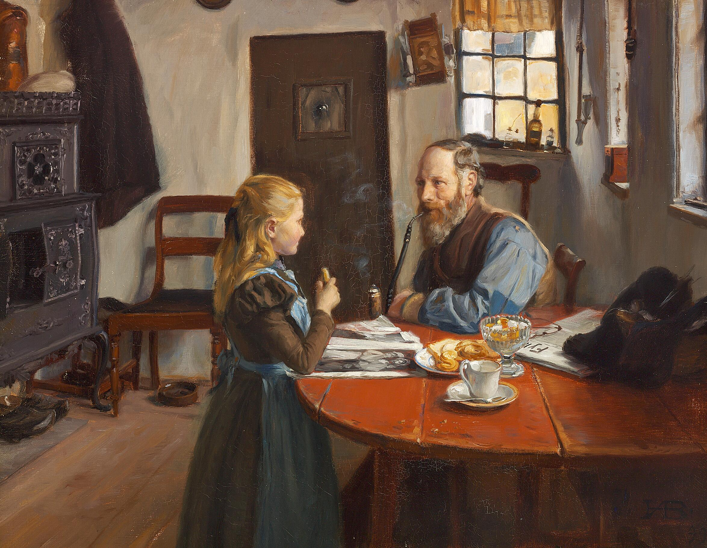 Visite chez grand-père. - H. A. Brendekilde