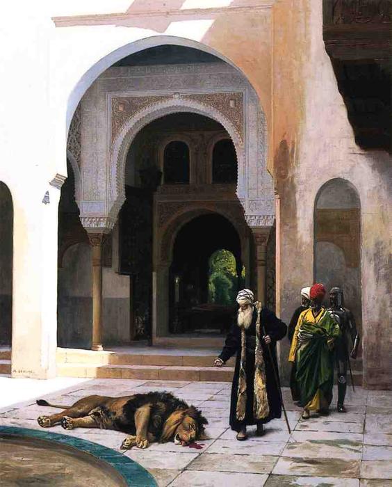 Reproduction du tableau « Le Lion maudit - Jean-Léon Gérôme » par Alpha Reproduction en peinture à l’huile