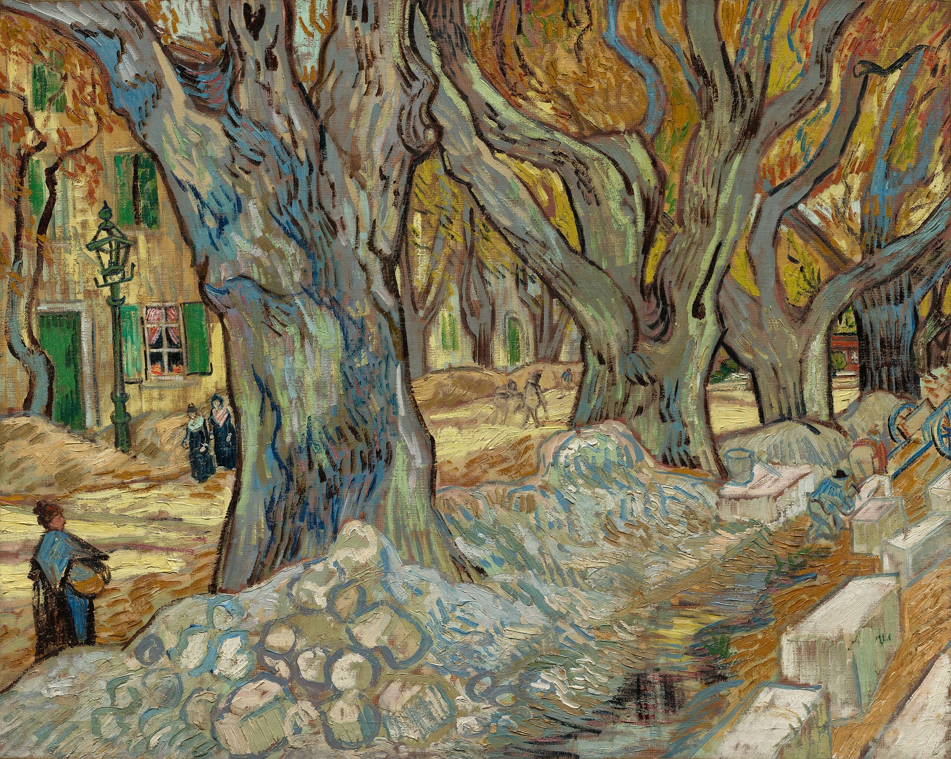 De store platantræer (Vejarbejdere i Saint-Rémy) - Vincent van Gogh