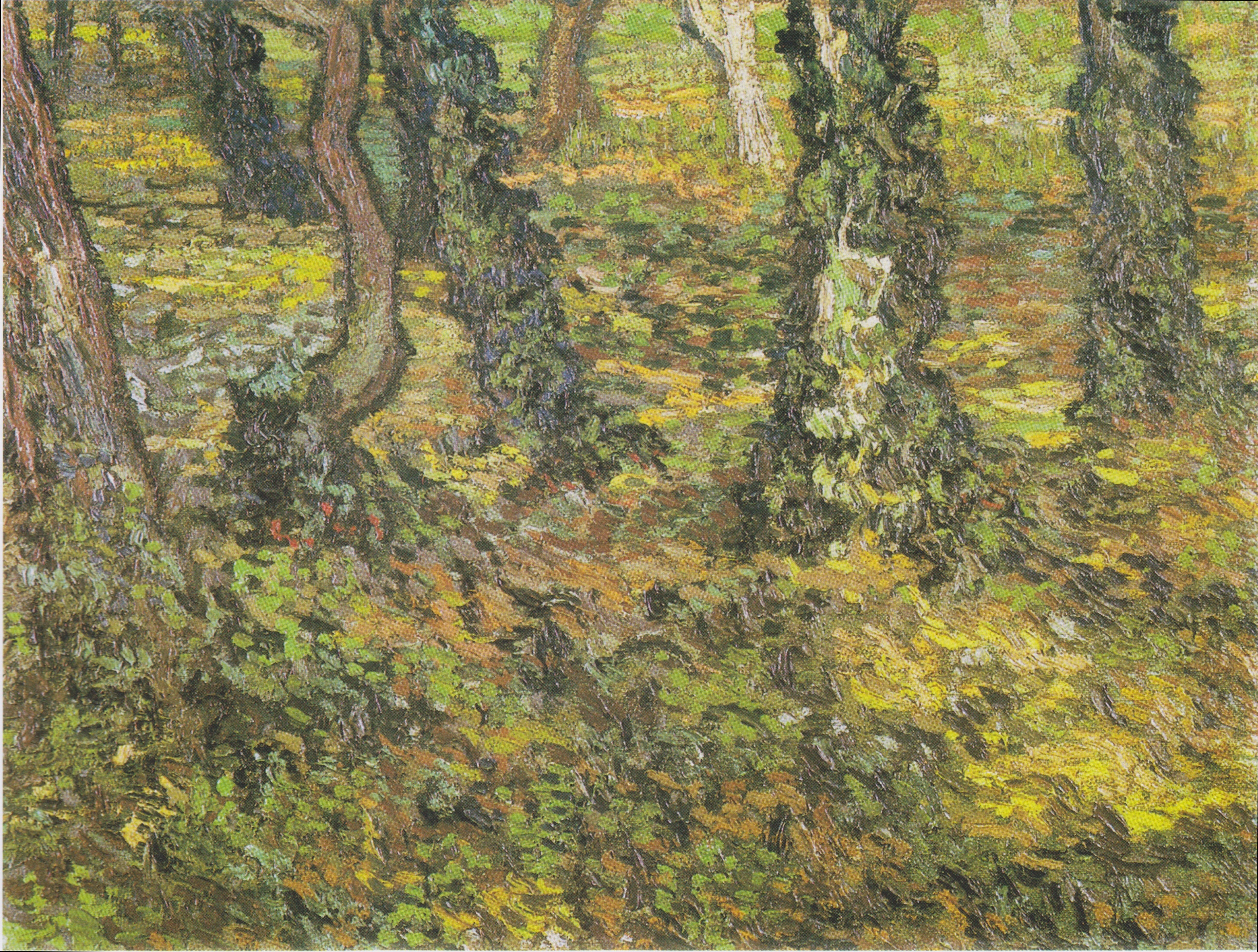 Reproduction du tableau « Troncs d'arbres avec lierre - Vincent van Gogh » par Alpha Reproduction en peinture à l’huile