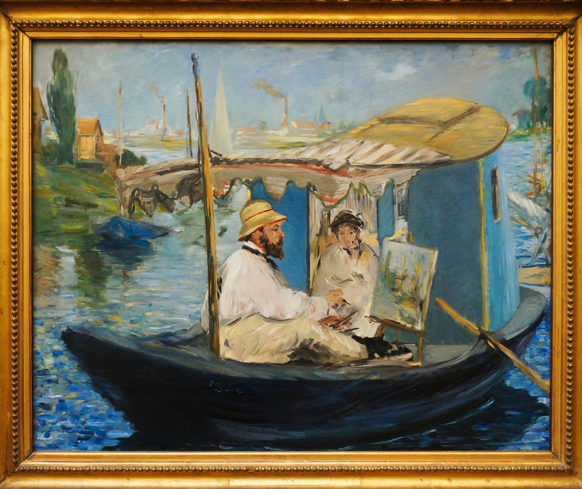 Édouard Manet, Claude Monet peignant dans son atelier-bateau à Argenteuil, 1874.