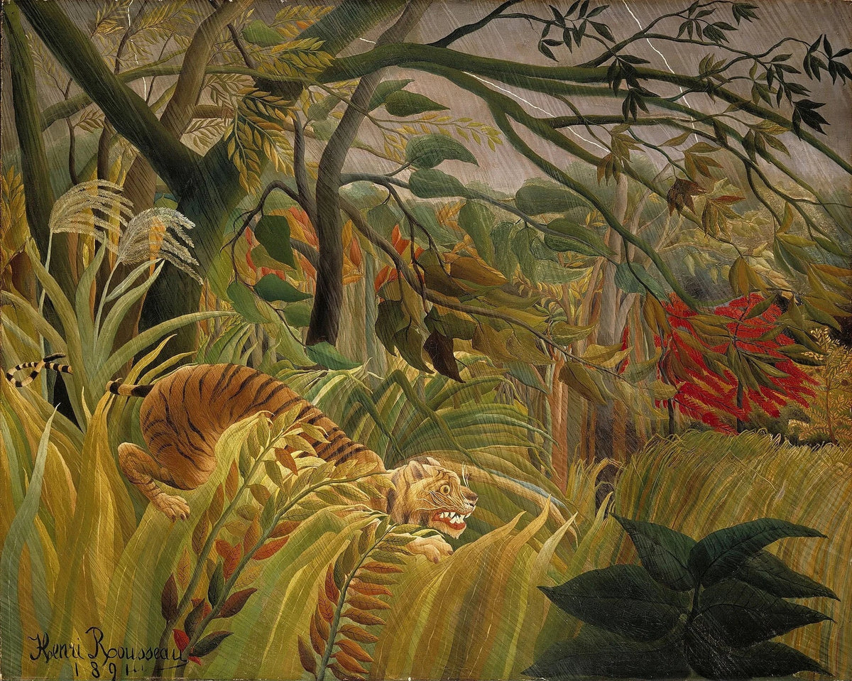 Surpris ! Tigre dans une tempête tropicale, peinture d’Henri Rousseau