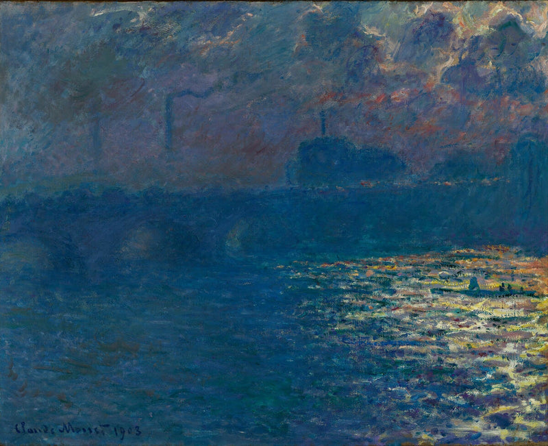 Waterloo-broen, sollysets effekt - Claude Monet