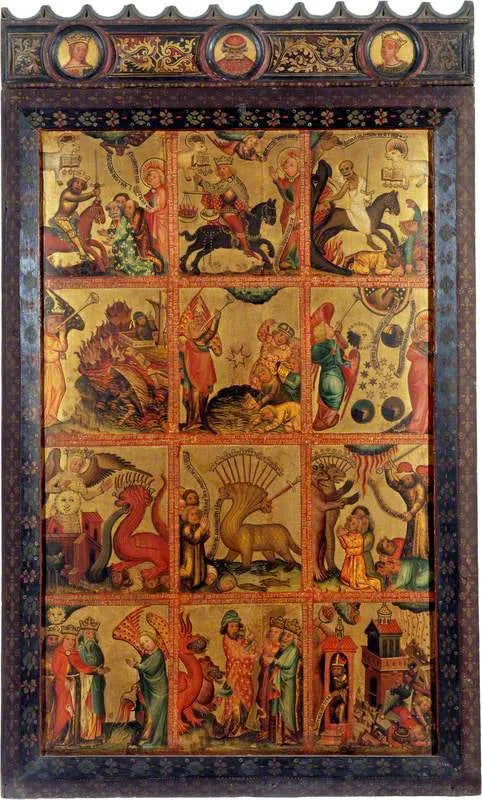 12 scener af Apokalypsen (triptyk altertavle, højre panel, indvendigt) - Mester Bertram