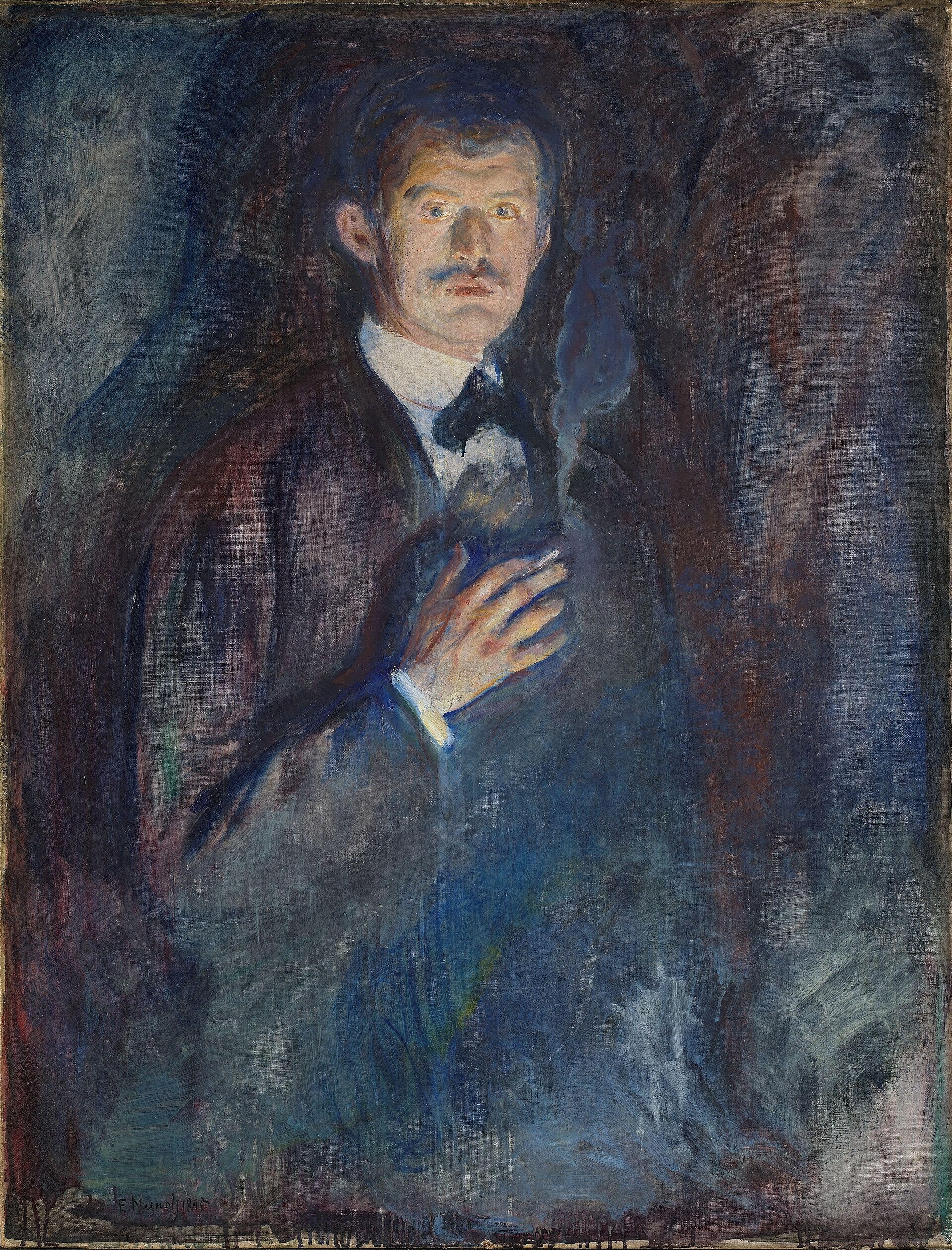 Autoportrait à la cigarette, Edvard Munch, 1895, peinture à l’huile