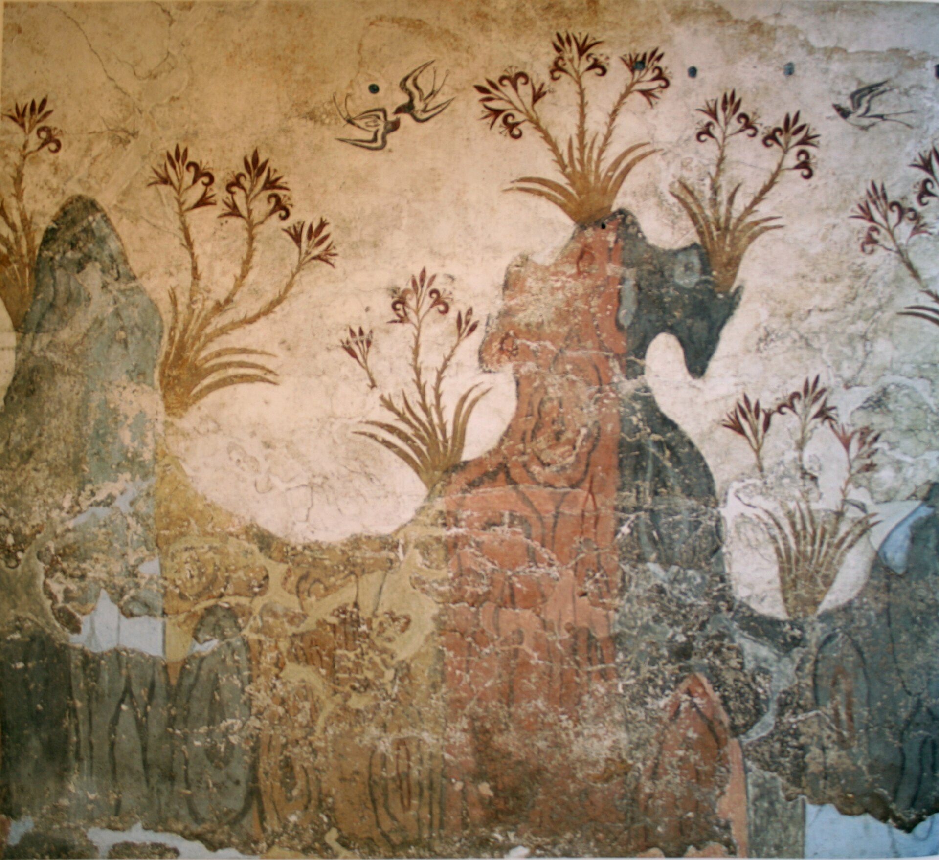 La Fresque du Printemps d’Akrotiri — Artiste cycladique anonyme, peinture murale