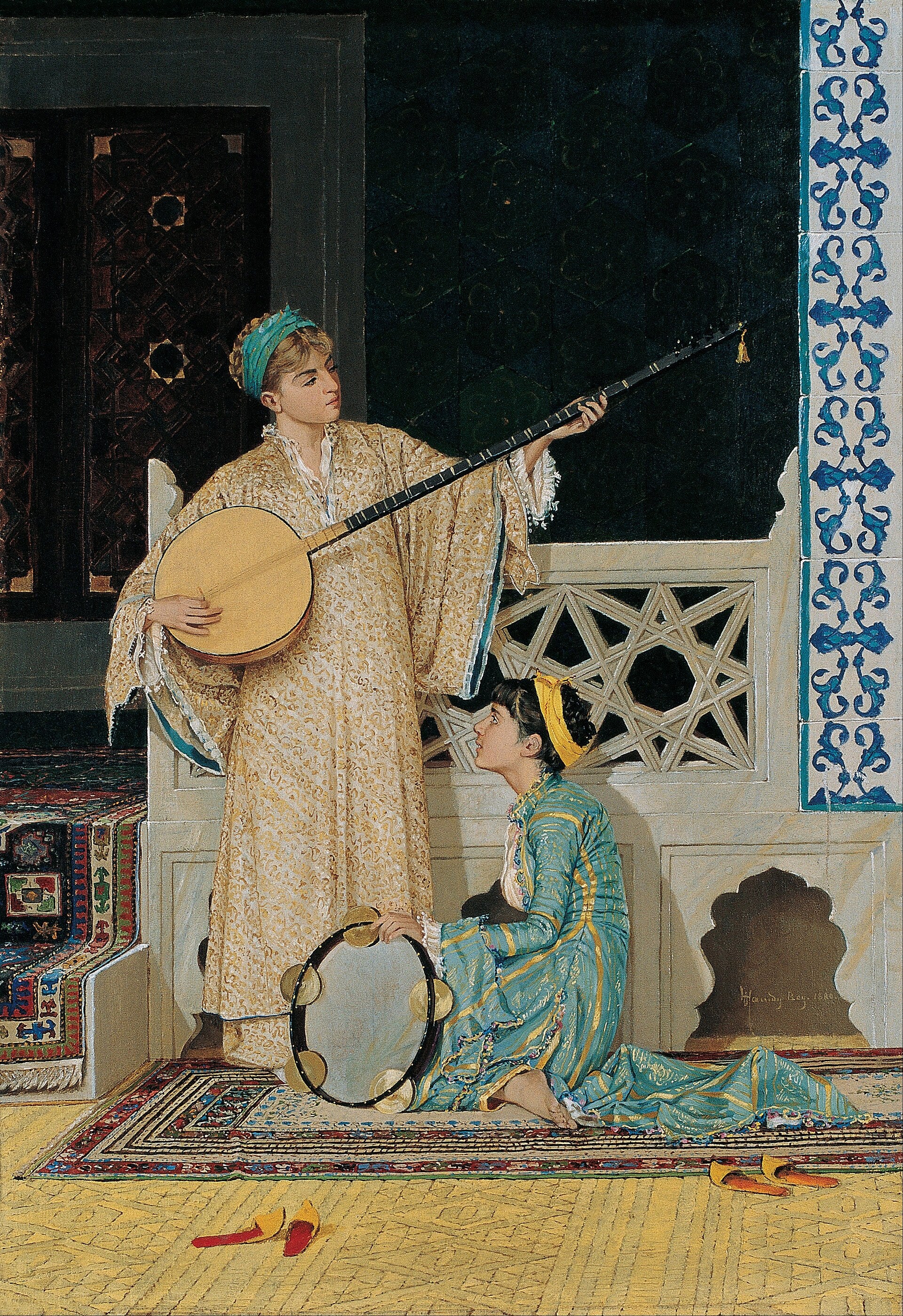 Deux musiciennes — Osman Hamdi Bey, 1880, huile sur toile