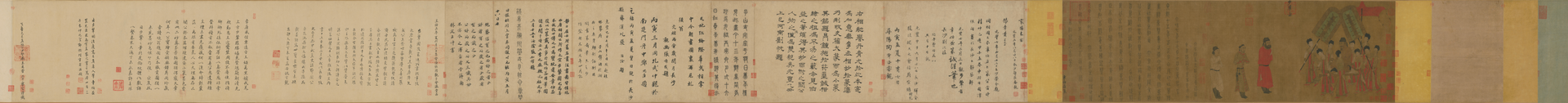 L’empereur Taizong reçoit l’émissaire tibétain, Yan Liben, copie ancienne d’un original du VIIe siècle — peinture chinoise