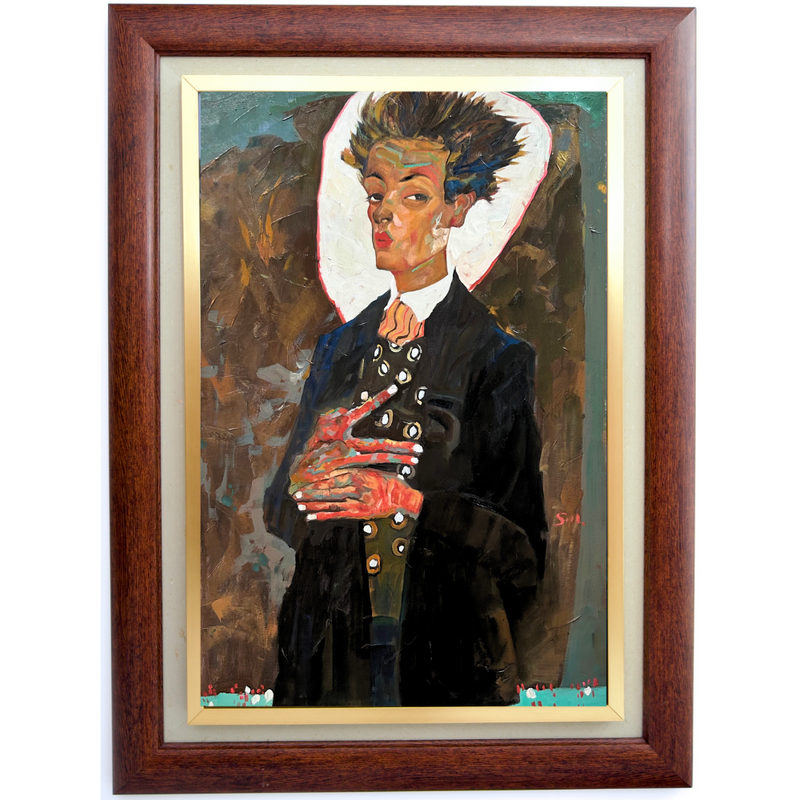 Selvportræt med vest - Egon Schiele