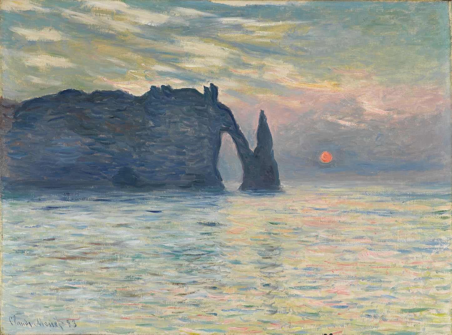 Solopgang ved Étretat – Claude Monet, 1883