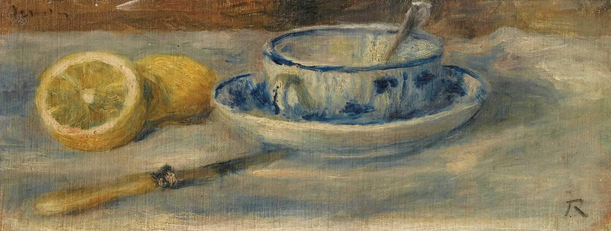Reproduction du tableau « Citron et Tasse Bleue - Fragment - Pierre-Auguste Renoir » par Alpha Reproduction en peinture à l’huile