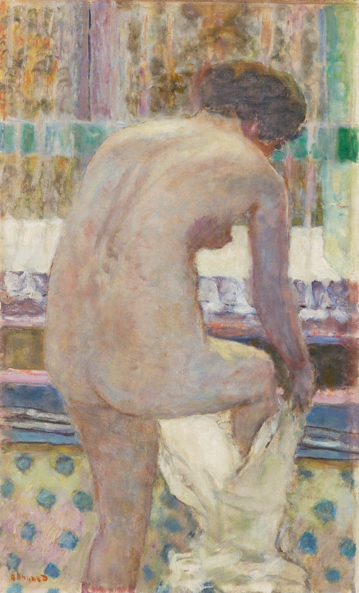 Reproduction du tableau « Nu s'habillant - Pierre Bonnard » par Alpha Reproduction en peinture à l’huile