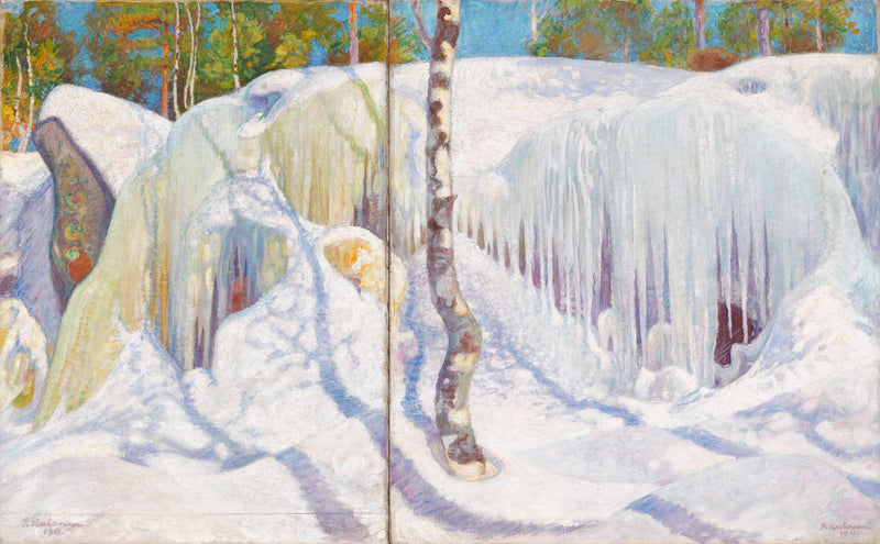 Rocher couvert de glace et de neige - Pekka Halonen