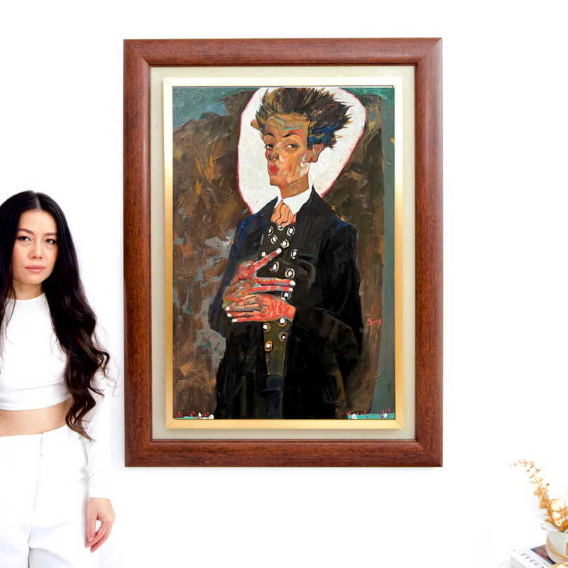 Selvportræt med vest - Egon Schiele