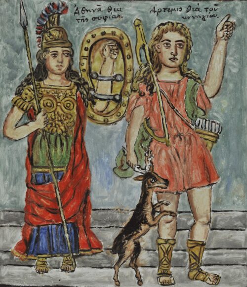 Athéna et Artémis, Theophilos Chatzimichael, ca 1927-1934, Oil on canvas