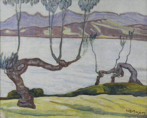 Paysage d’Assouan sur le Nil, Konstantinos Maleas, date non précisée, Oil on canvas