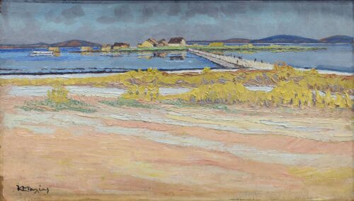 La Lagune de Missolonghi, Konstantinos Maleas, 1921, Oil on hardboard