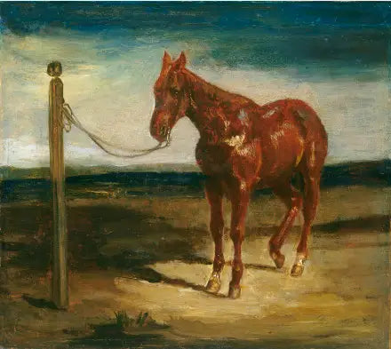 En hest spændt for en stang - Eugène Delacroix