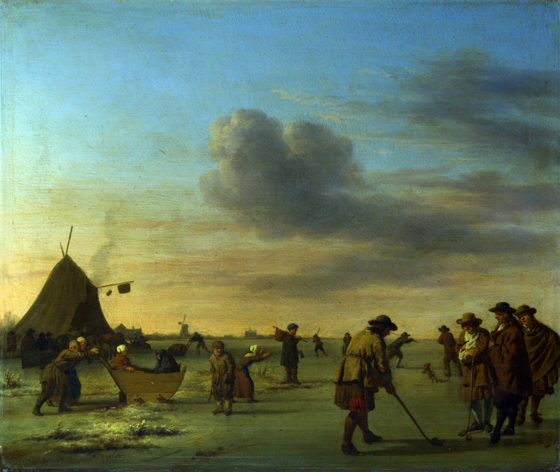 Des golfeurs sur la glace près de Haarlem - Adriaen van de Velde