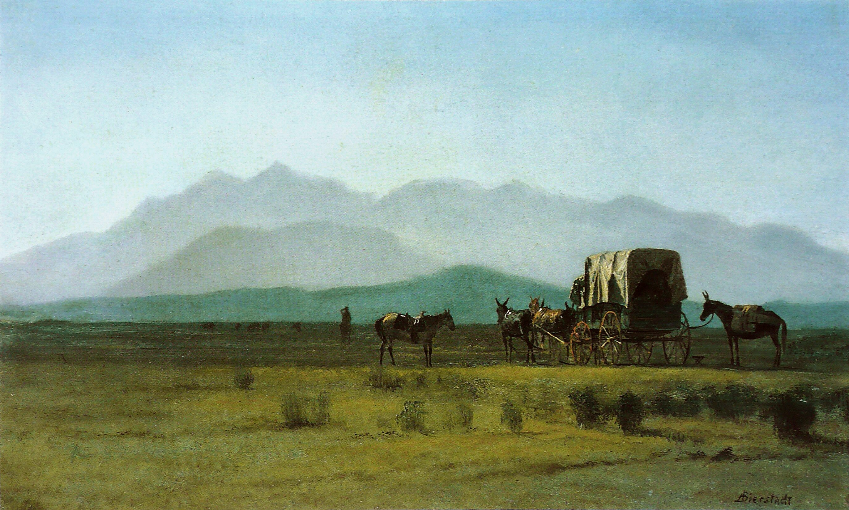 Chariot de l'arpenteur dans les Rocheuses - Albert Bierstadt
