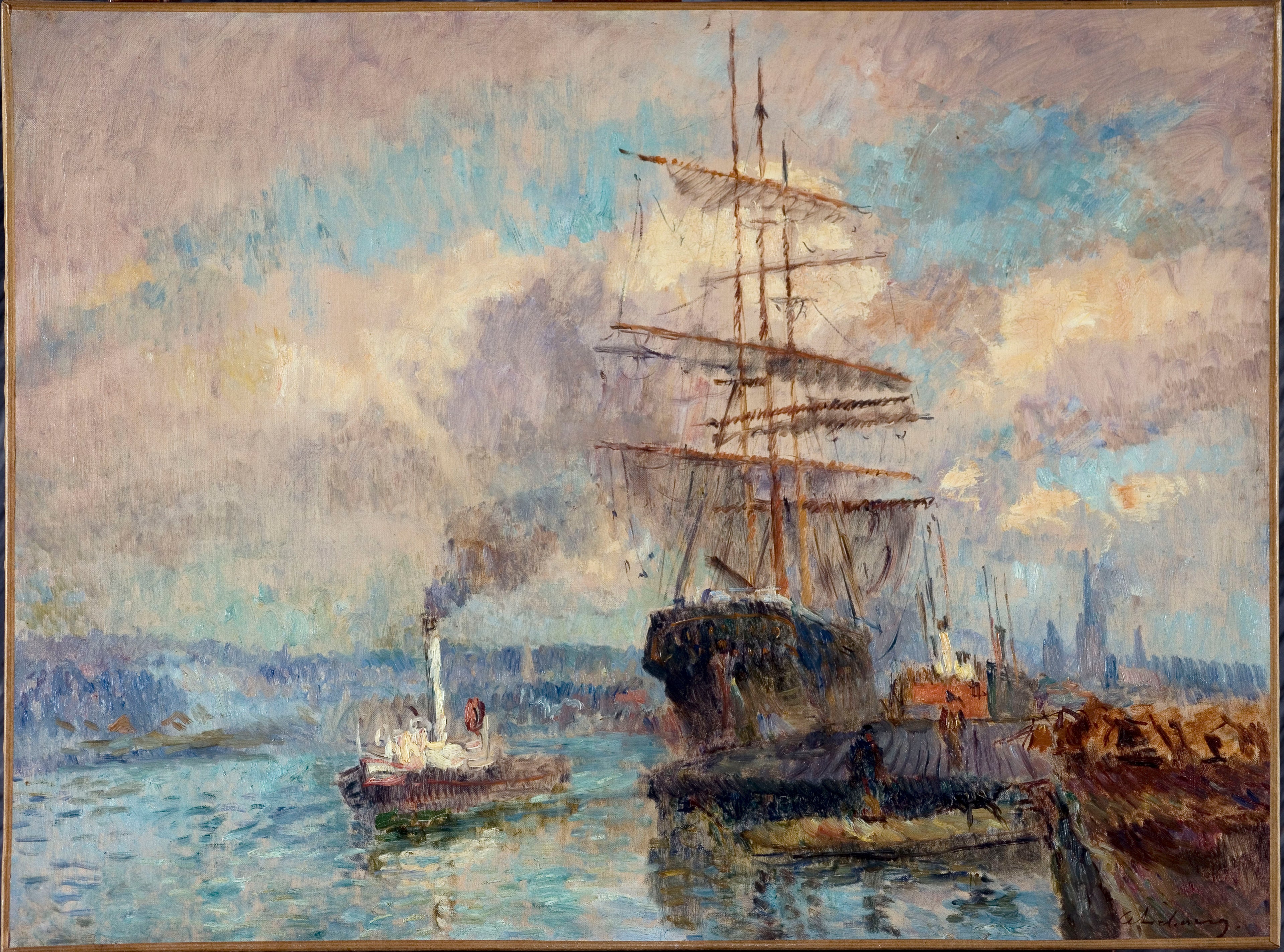 Dans le port de Rouen - Albert Lebourg