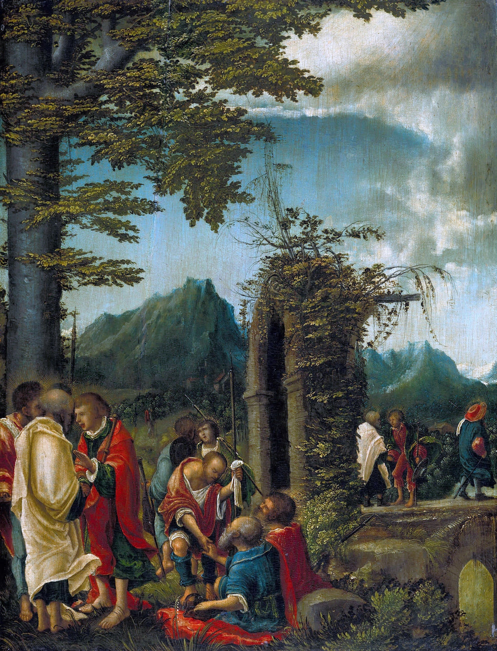 Communion des Apôtres / Apôtres dans un paysage boisé - Albrecht Altdorfer