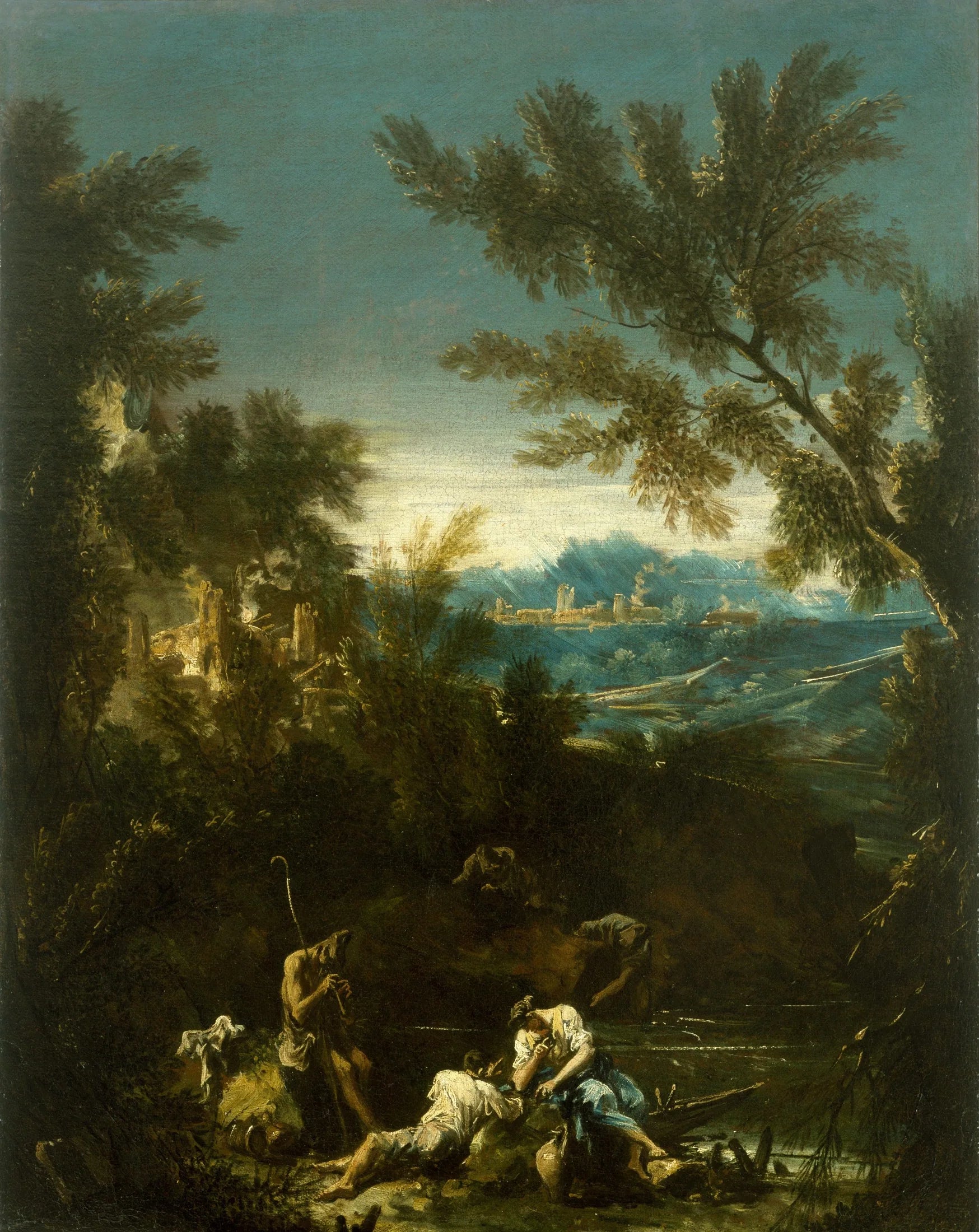 Paysage avec personnages - Alessandro Magnasco image 1 copie de tableau peinte à la main