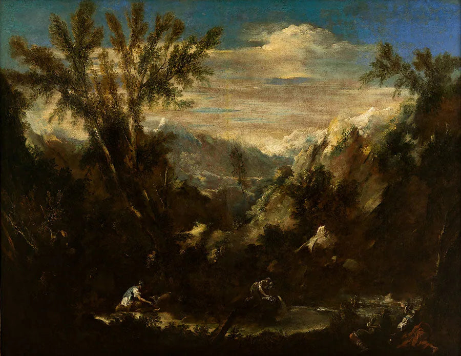 Paysage alpin avec des figures - Alessandro Magnasco image 1 copie de tableau peinte à la main