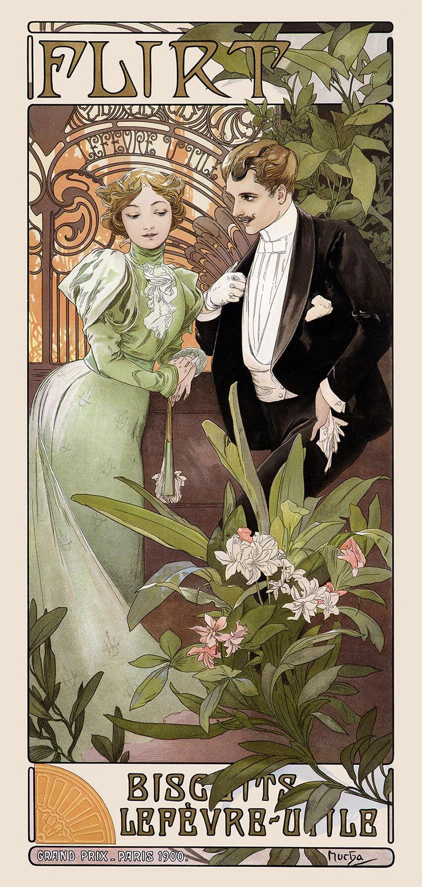 Flirt, biscuits Lefèvre-Utile — Alphonse Mucha