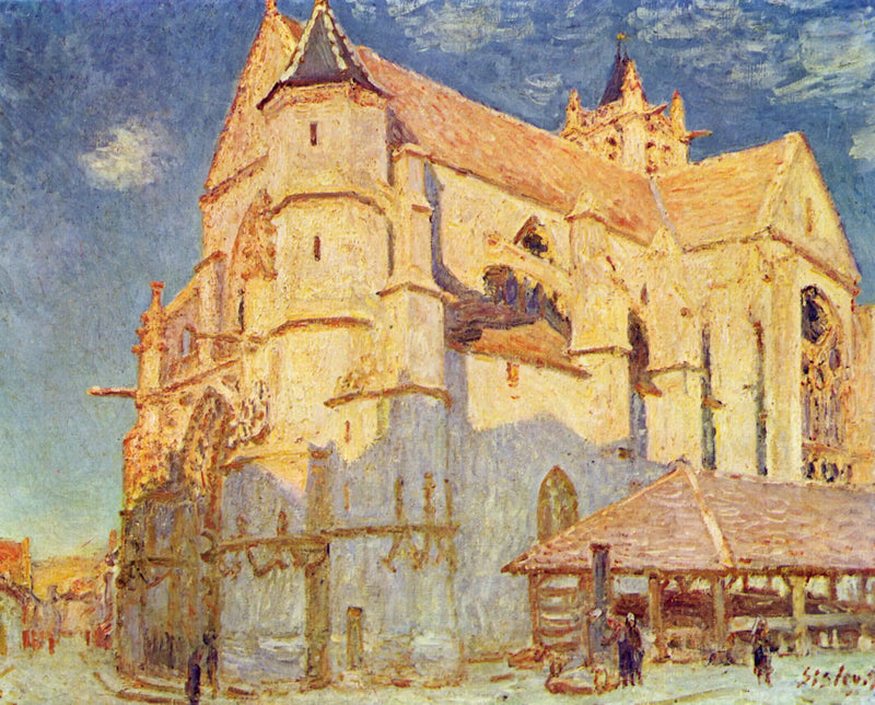 Moret Kirke (fuld sol) - Alfred Sisley