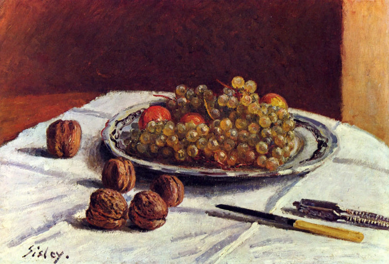 Stilleben, rosiner og valnødder - Alfred Sisley