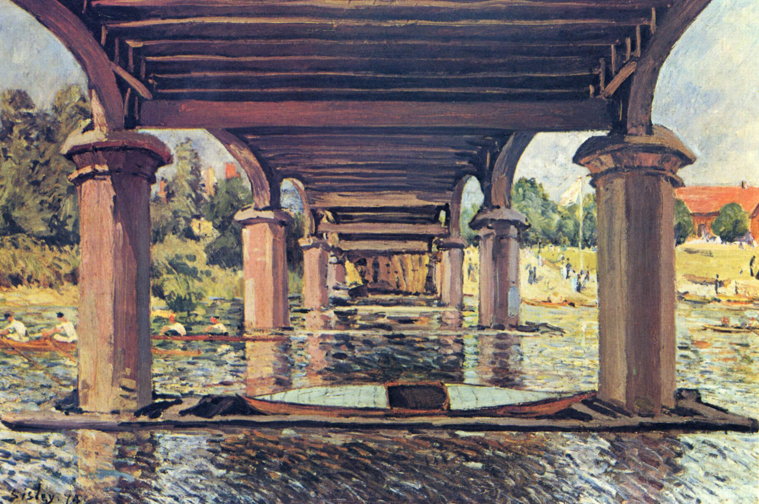 Reproduction du tableau « Sous le pont de Hampton Court - Alfred Sisley » par Alpha Reproduction en peinture à l’huile