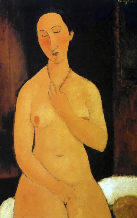 Nu siddende med halskæde - Amedeo Modigliani