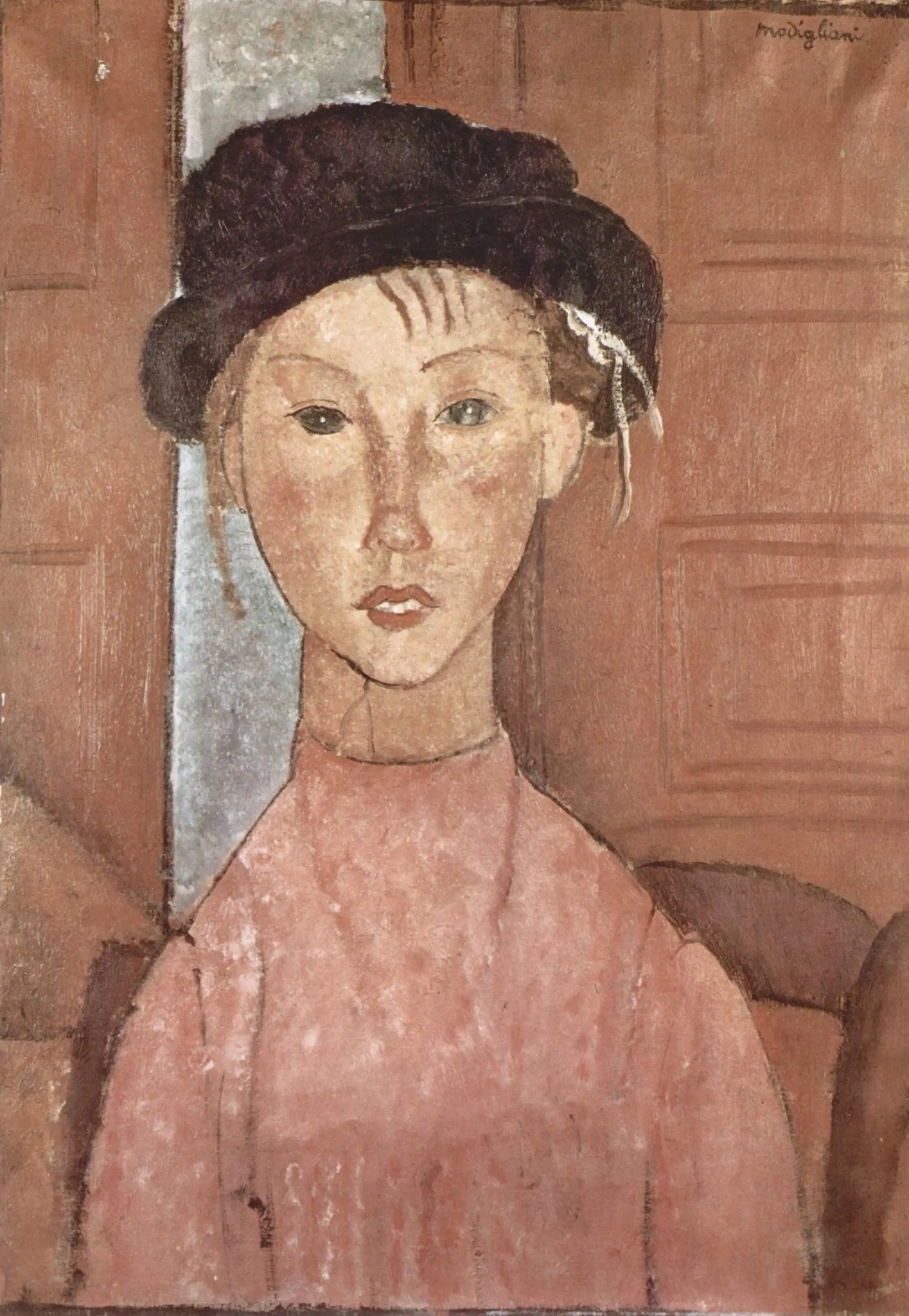 Reproduction du tableau « Jeune fille au chapeau - Amedeo Modigliani » par Alpha Reproduction en peinture à l’huile