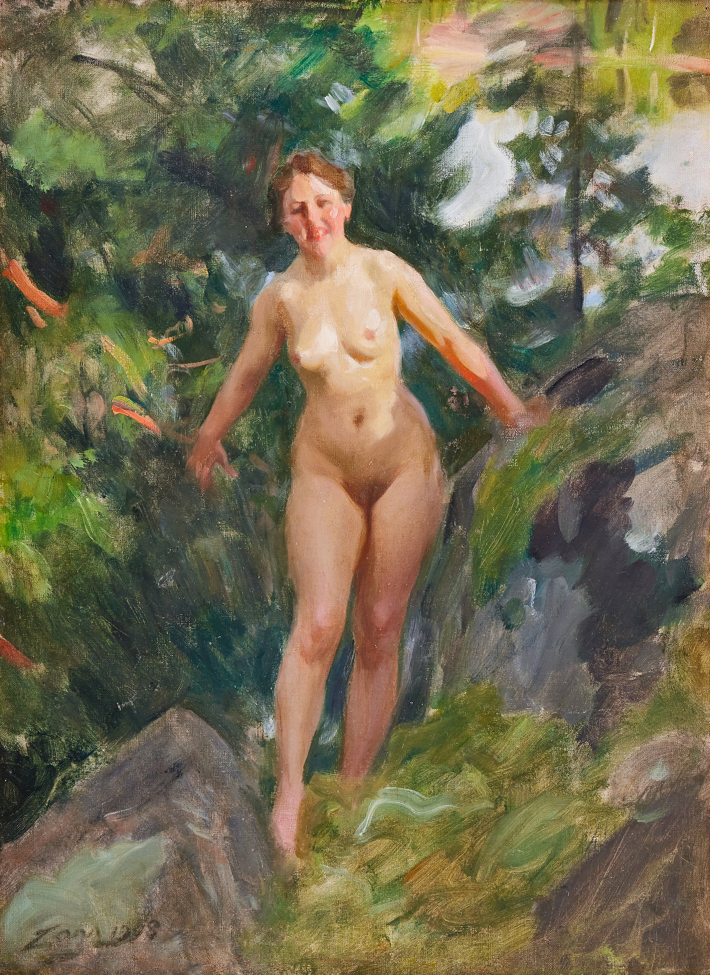 Nu dans une forêt rocheuse - Anders Zorn