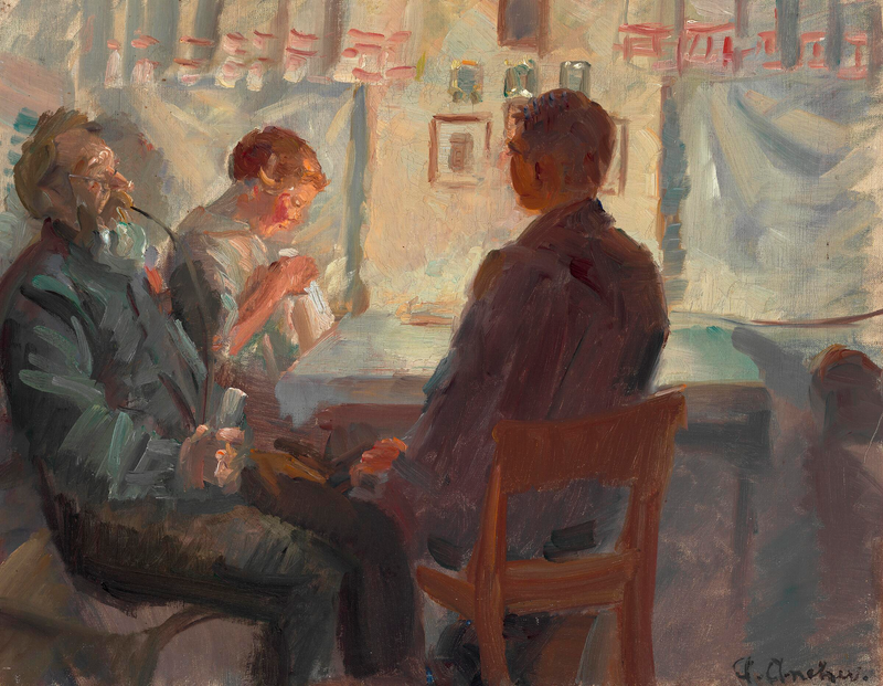 Bejlerens besøg. Studie. - Anna Ancher