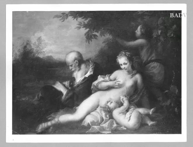 Scène mythologique: Femme nue allongée putto femme habillée et vieil homme (« Die 3 Lebensalter ») - Antoine van Dyck