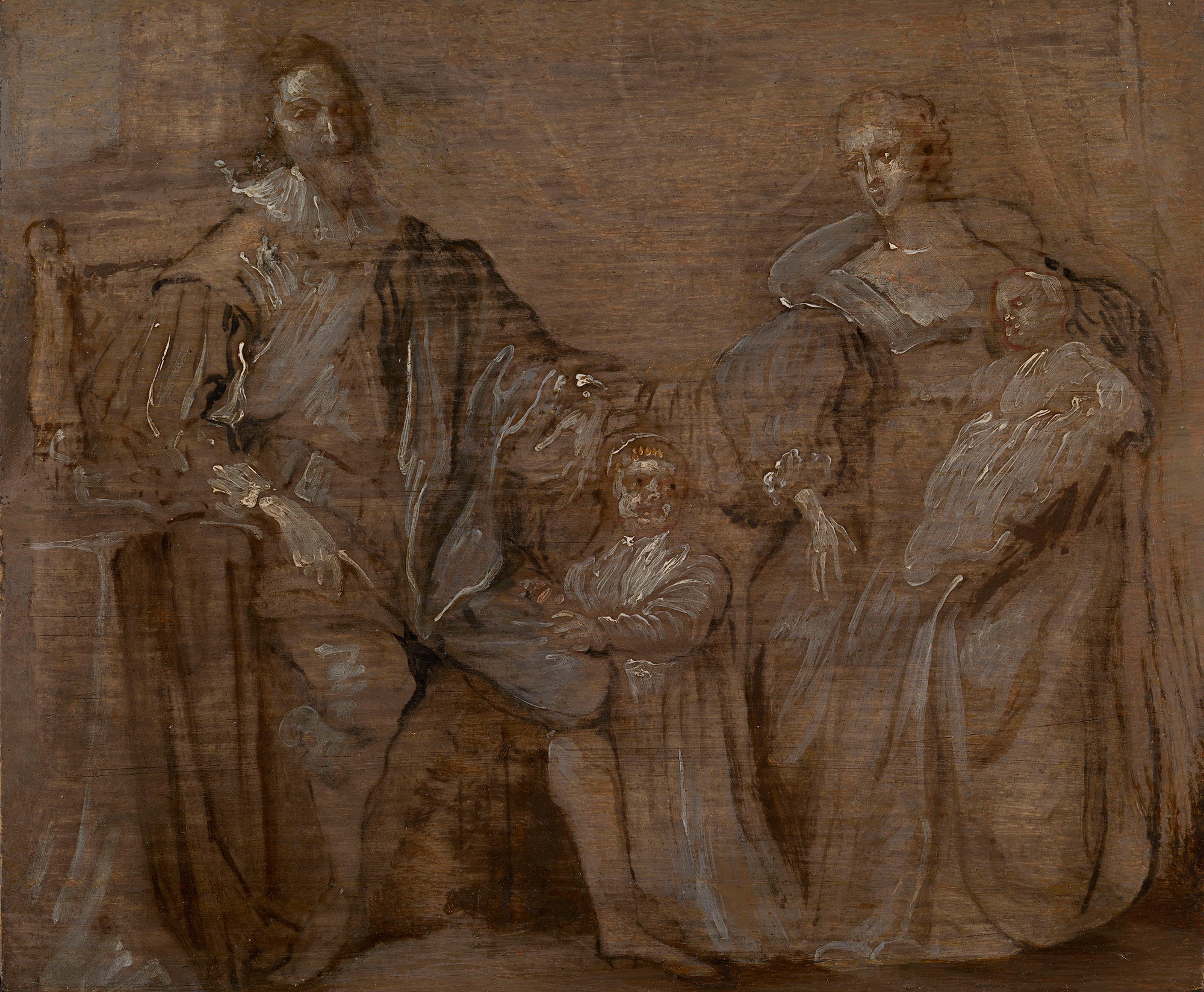 Croquis de Charles Ier et de la reine Henriette-Marie avec leurs deux enfants aînés, le prince Charles et la princesse Mary - Antoine van Dyck