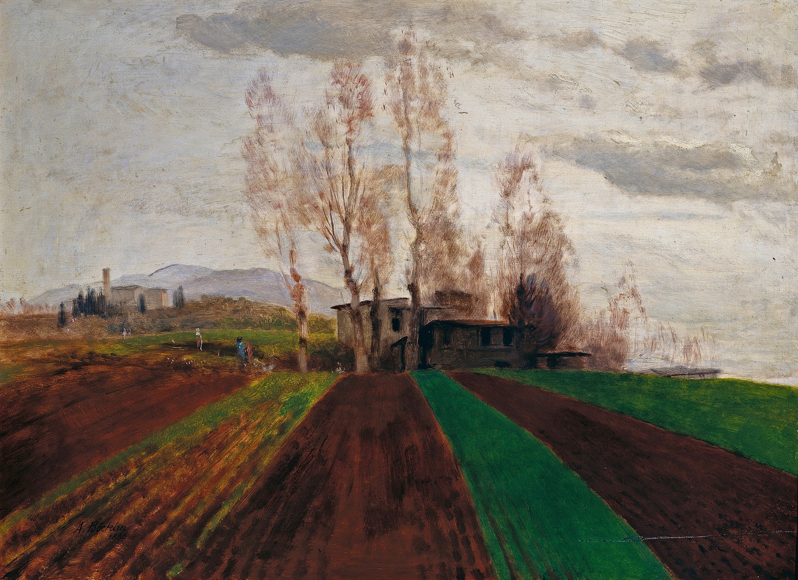 Terres agricoles au début du printemps / - Arnold Böcklin