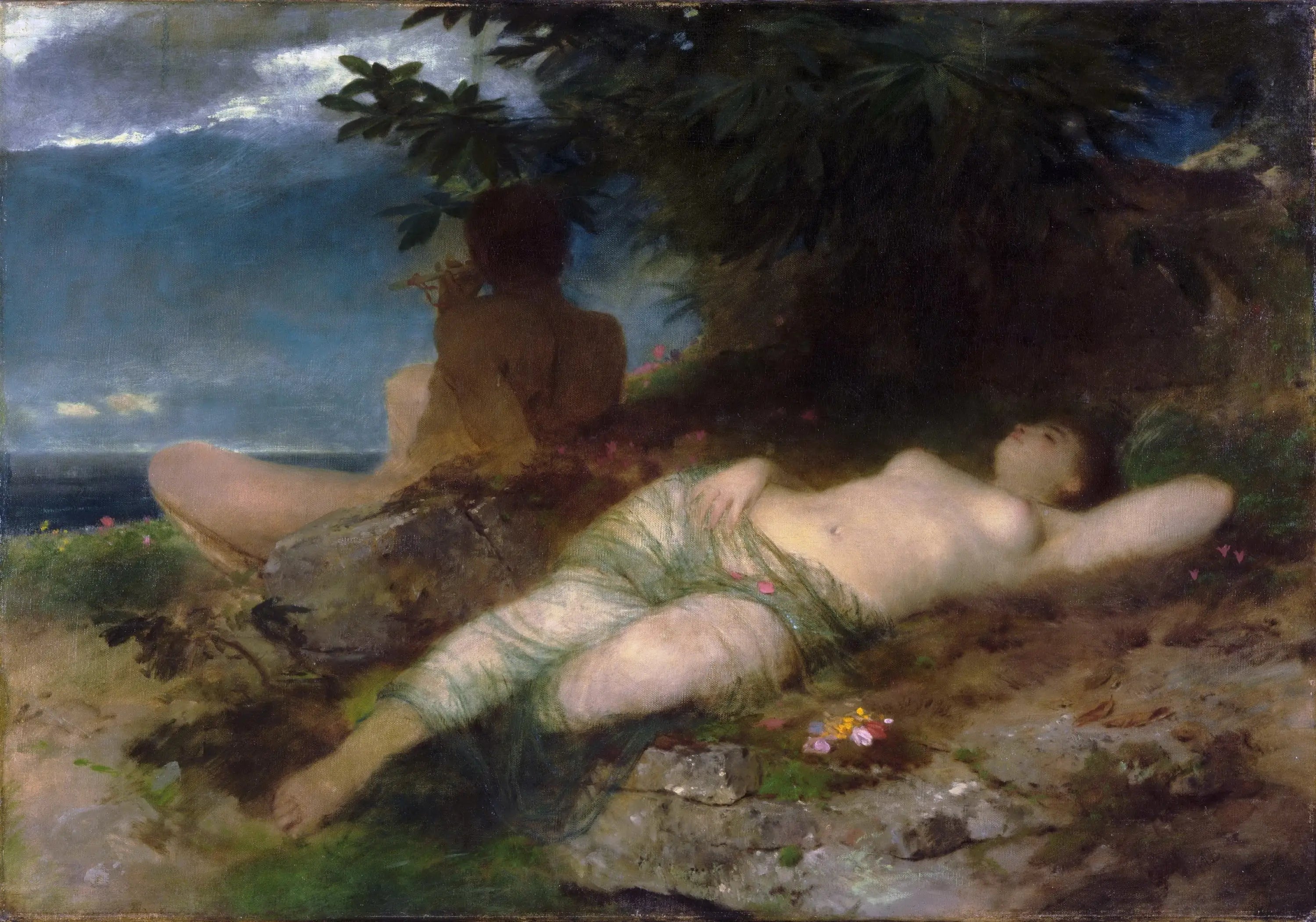 Nymphe et Satyre - Arnold Böcklin - Alpha Reproduction