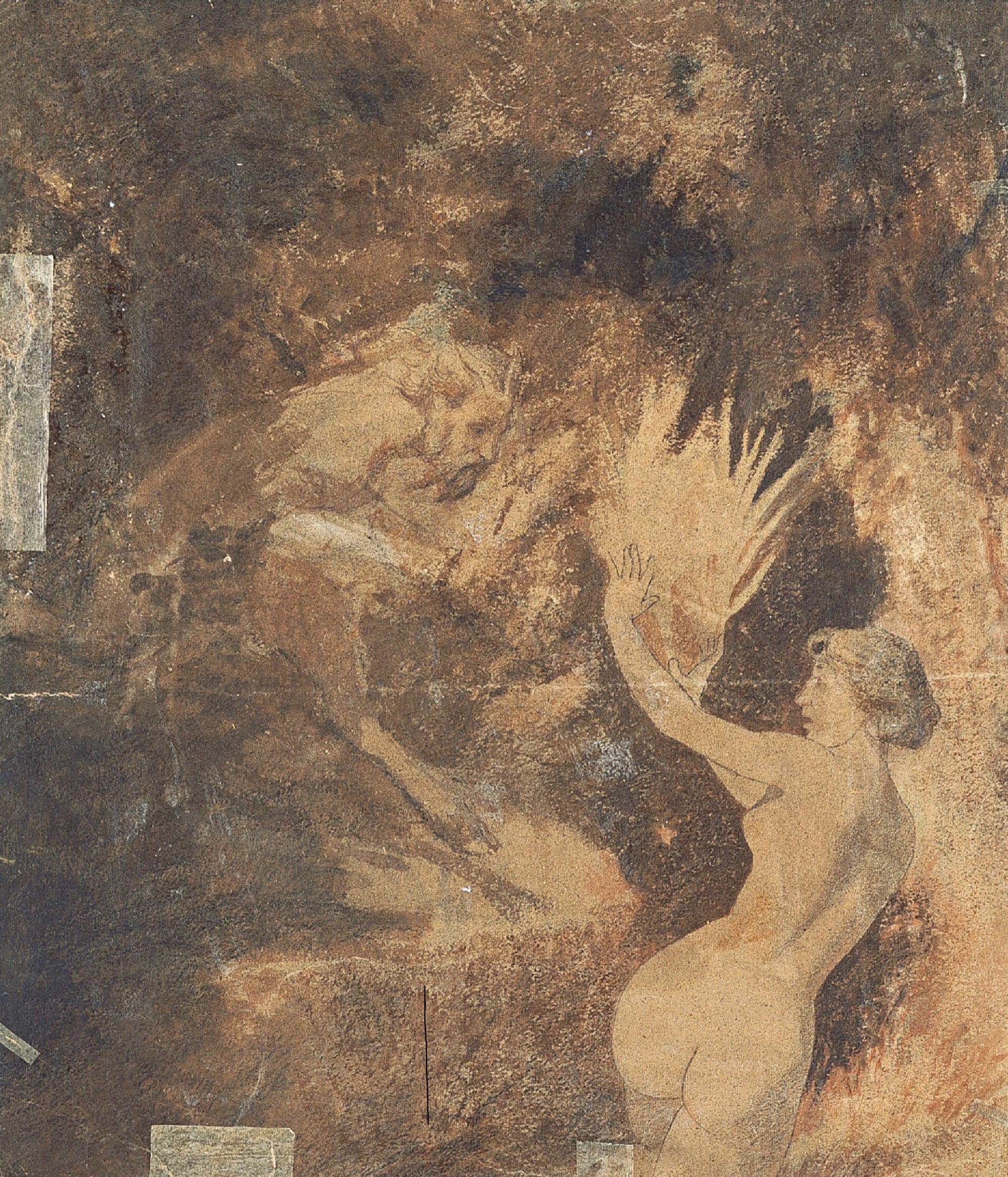 Pan poursuivant une nymphe (verso) - Arnold Böcklin
