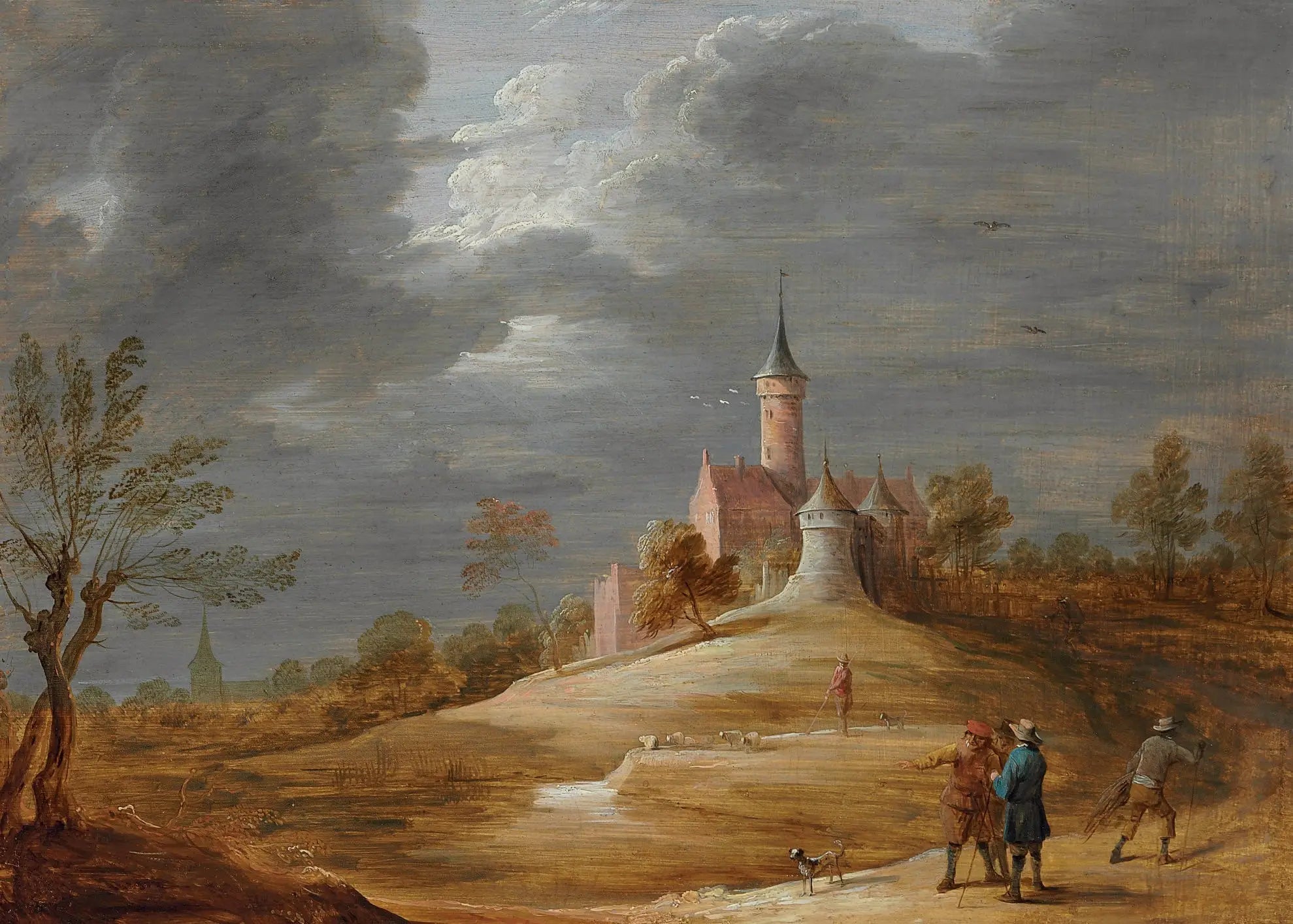Personnages dans un paysage avec un château au-delà - David Teniers le Jeune - Alpha Reproduction
