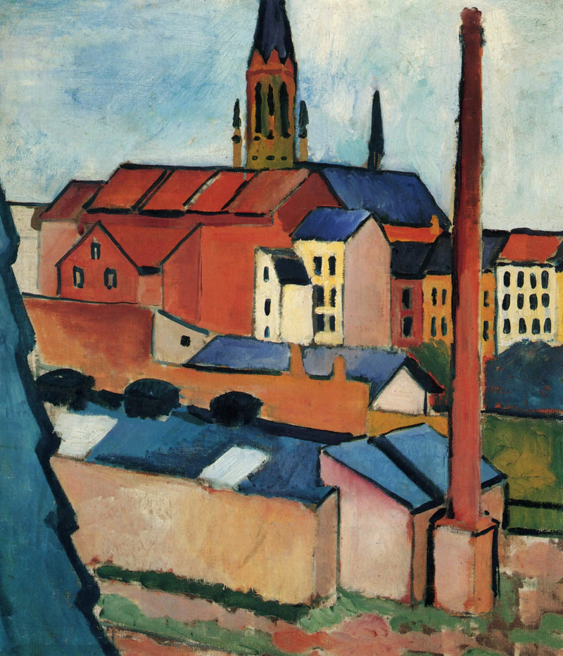 Sainte-Marie med huse og skorsten (Bonn) - August Macke