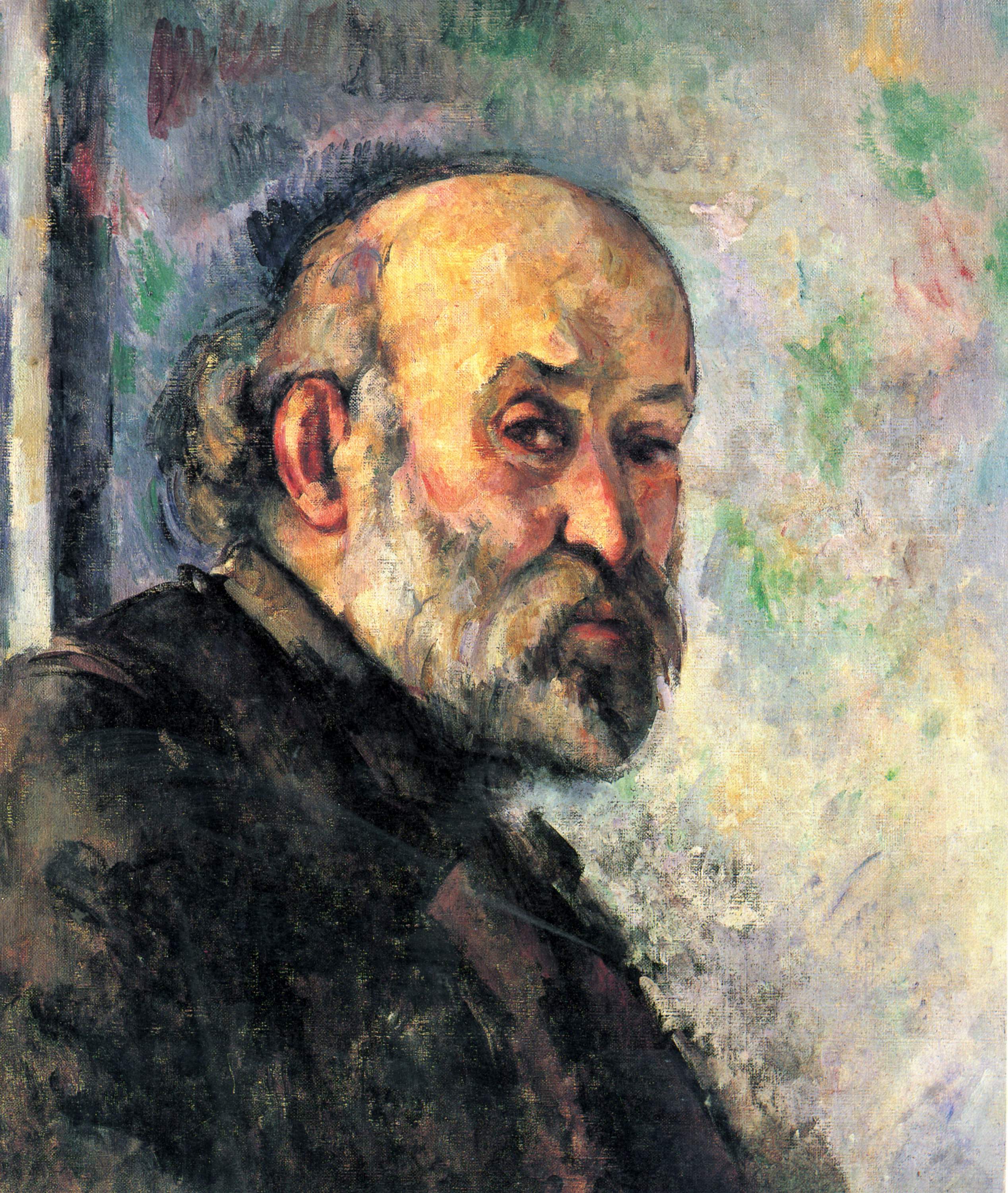 Reproduction du tableau « Portrait de Cézanne sur fond bleu - Paul Cézanne » par Alpha Reproduction en peinture à l’huile