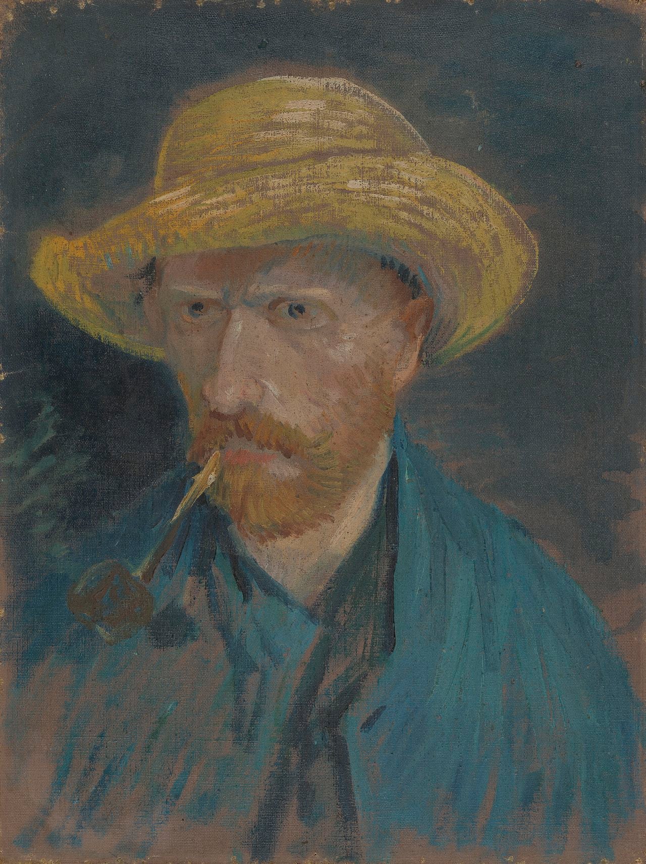🧢 Selvportræt med stråhat og pibe – Vincent van Gogh (1887)