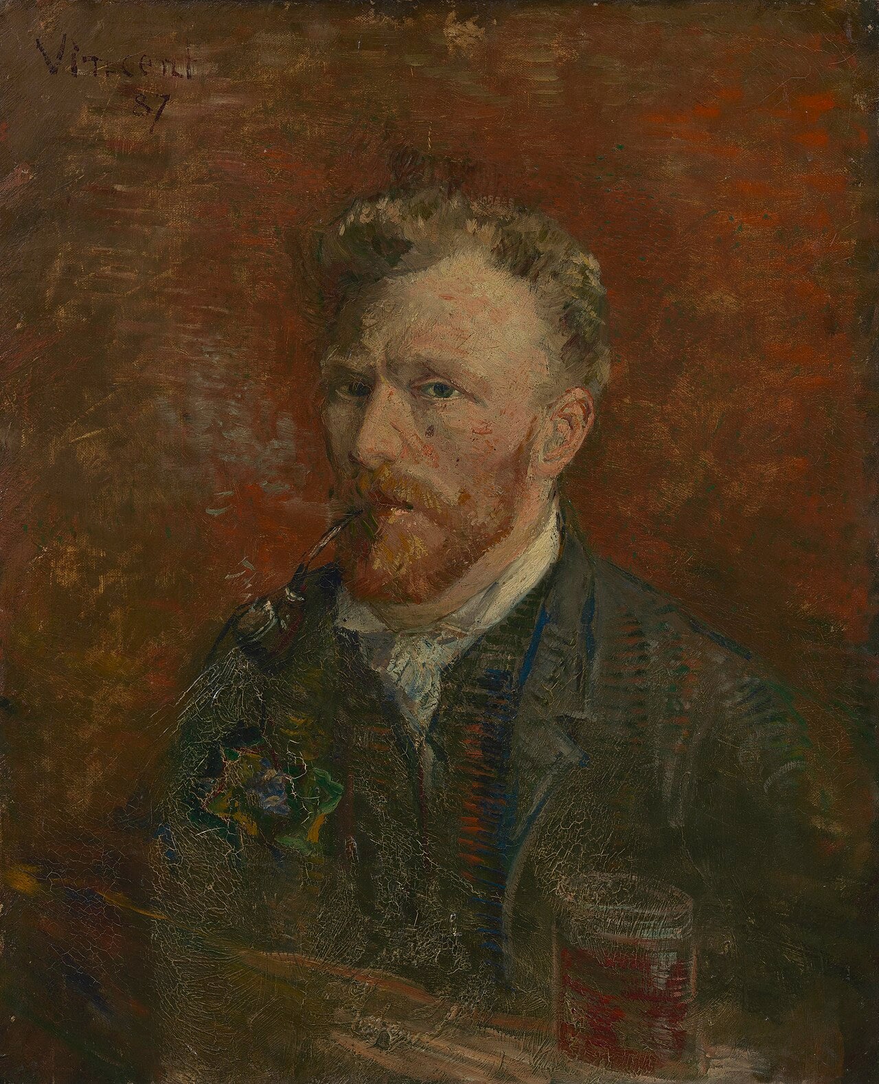 🍺 Selvportræt med pibe og glas – Vincent van Gogh (1887)