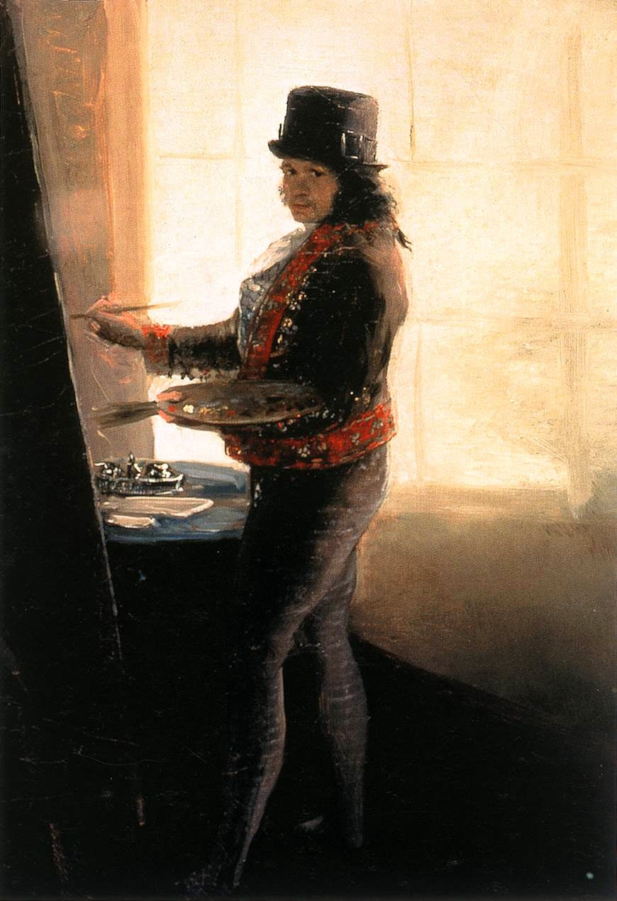 Reproduction du tableau « Autoportrait dans l'atelier - Francisco de Goya » par Alpha Reproduction en peinture à l’huile