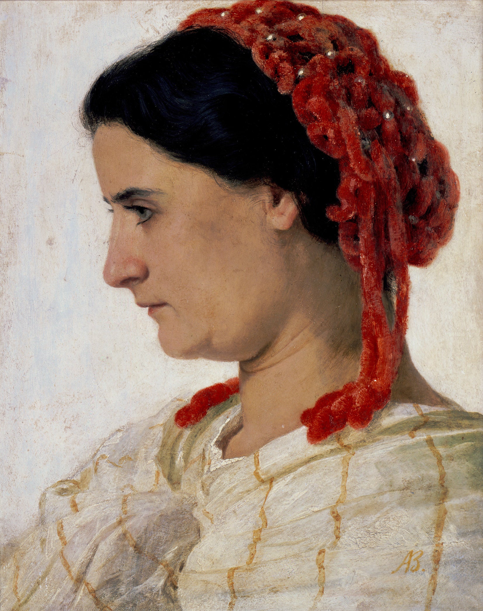 Angela Böcklin avec un filet à cheveux rouge - Arnold Böcklin